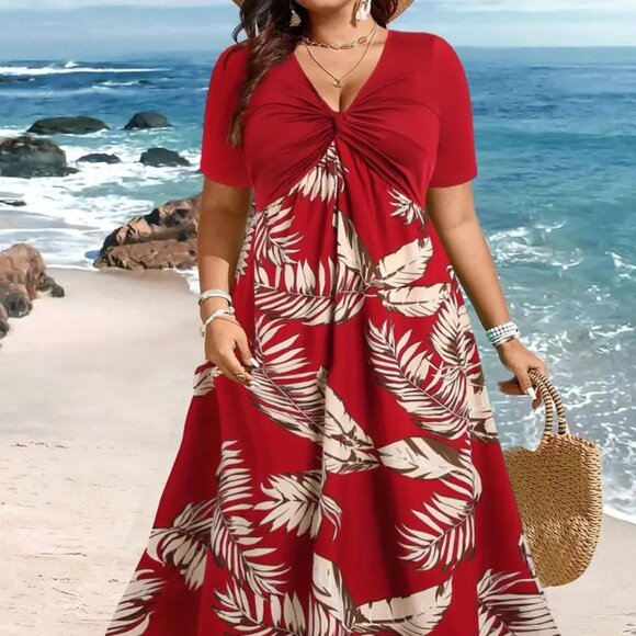 Women's Plus Size Elegant Long Maxi Beach Holiday Vacation Summer Dress 20W - Picture 1 of 7